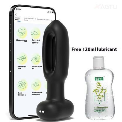 Mobile-Controlled Prostate & Anal Plug with Remote/App Vibration – Silicone USB Rechargeable